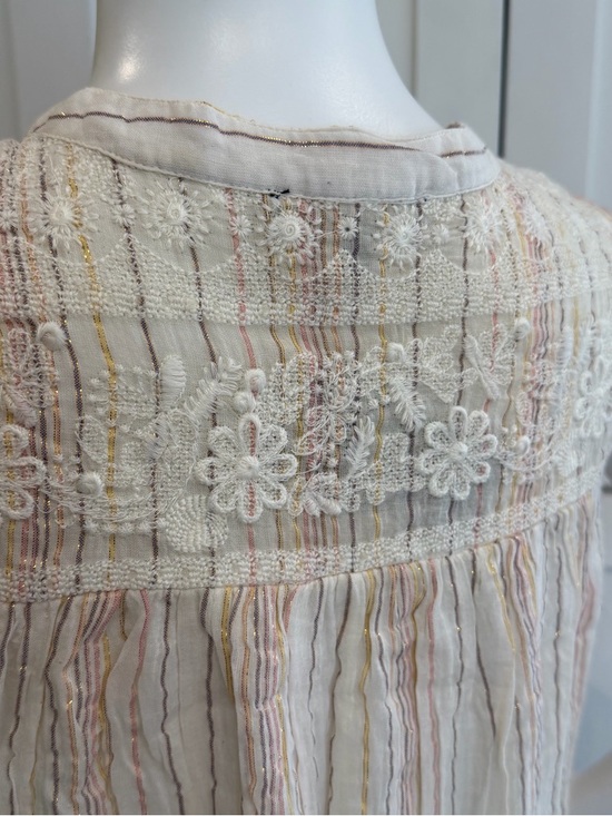 NWT Miss Me Sz S Cream Striped Tassel Camisole with Coral Accents gold threading - Picture 7 of 8